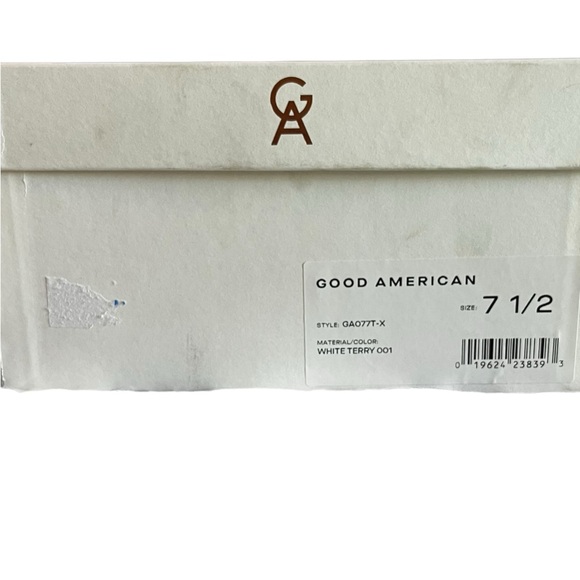 Good American Heels Womens Sz 7.5 White Terry Cinder F*cking Rella Wedge $260 - Picture 7 of 7